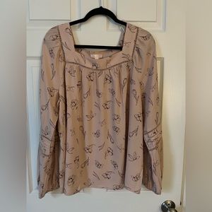 EUC Lauren Conrad Blouse. XL, pink with burgundy flowers. Flowy, pretty